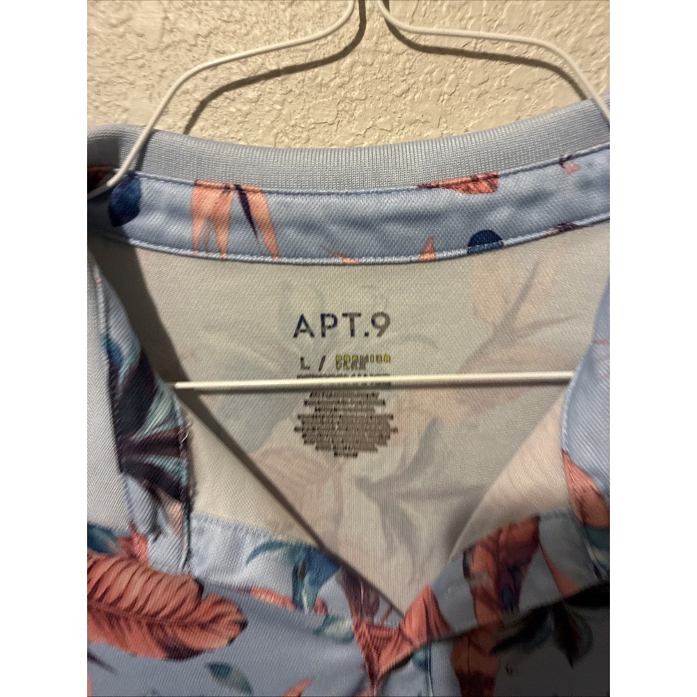 Apt. 9 Premier Flex Performance Men's Floral Polo Shirt Size large Hawaiian - Picture 3 of 11